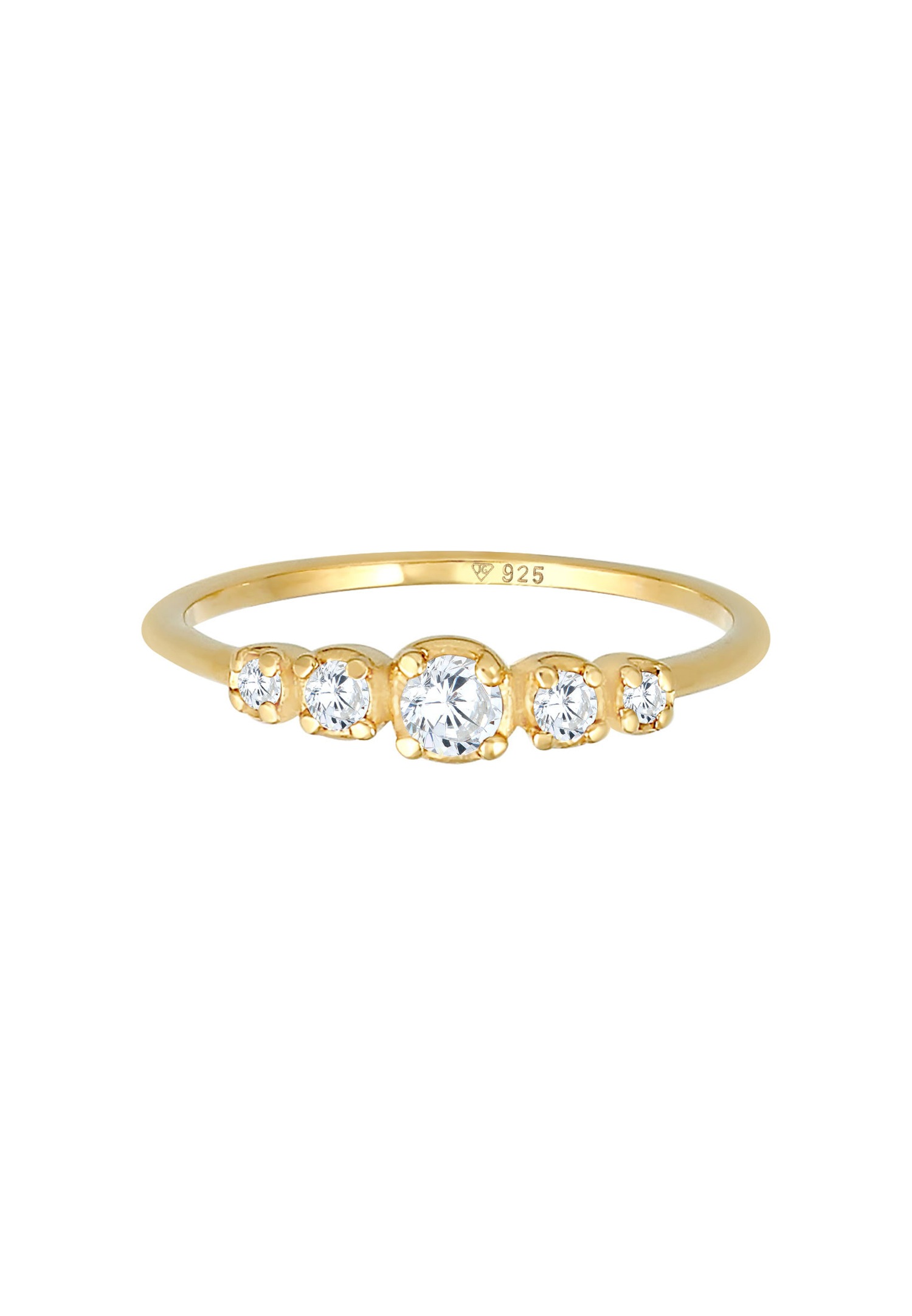 Elli női elegáns örökkévalóság eljegyzési gyűrű cirkónia kövekkel, 925 sterling ezüstből, aranyozott