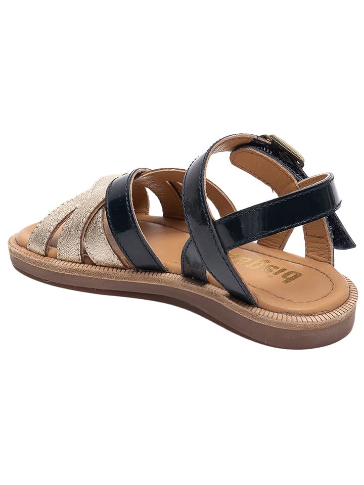 bisgaard Leder-Sandalen in Gold/ Dunkelblau günstig kaufen