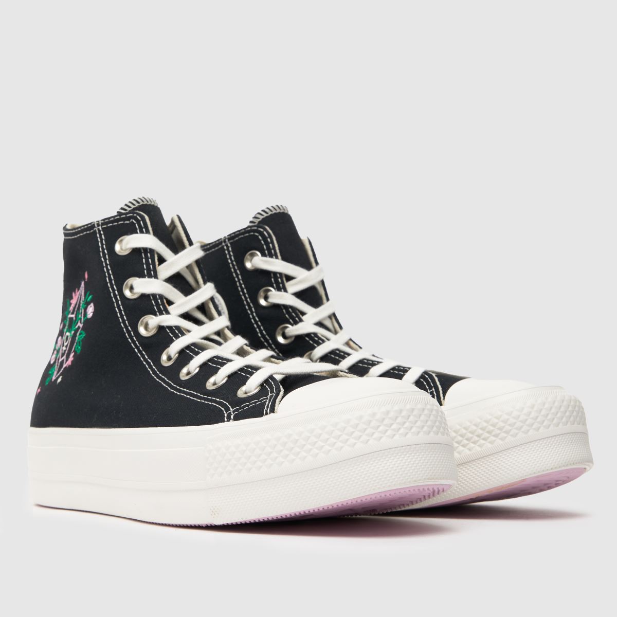 Converse – All Star – Lift-skor med kristaller och energifärgade detaljer i svart och vitt