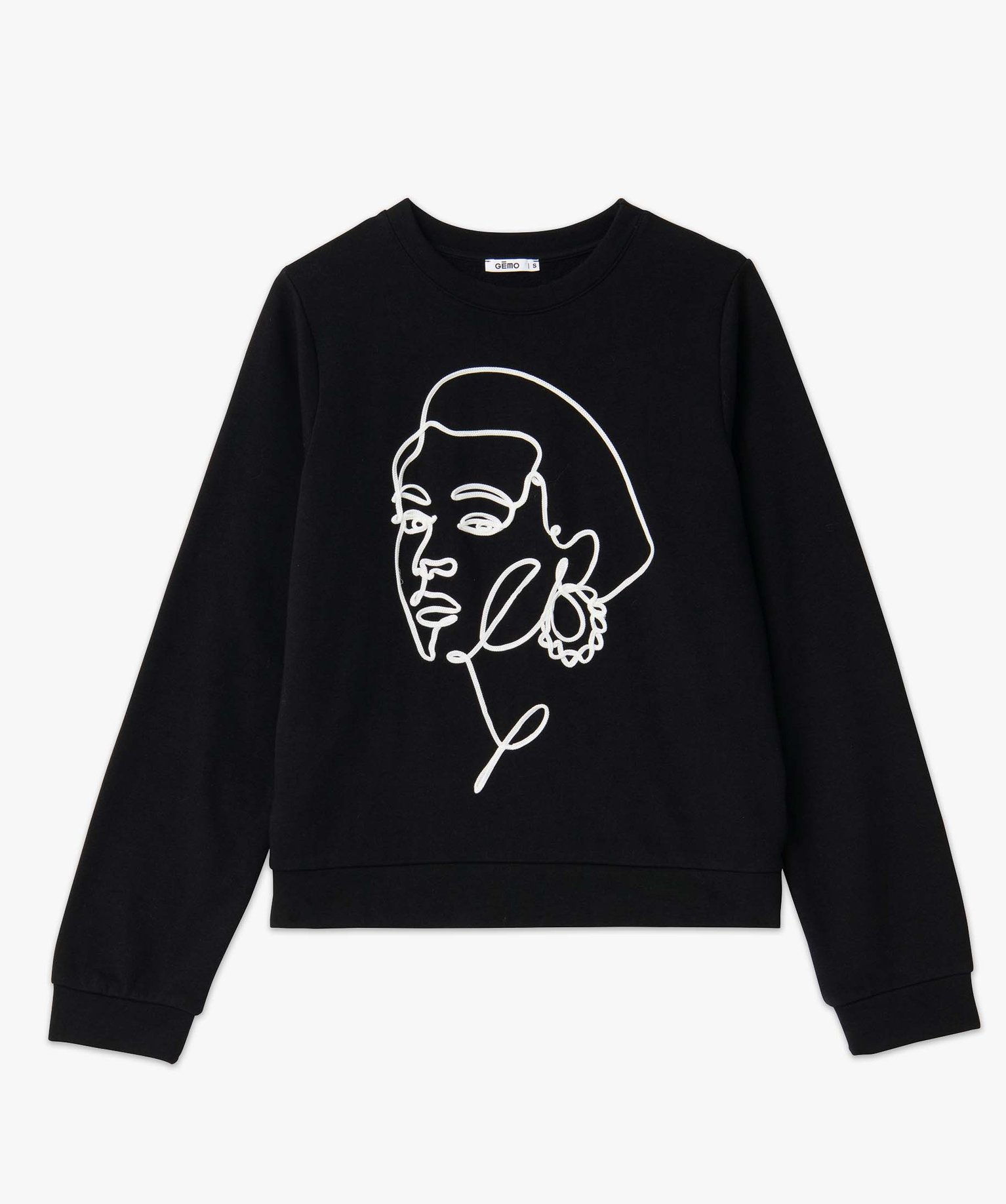 Sweat femme à motif brodé noir | GEMO