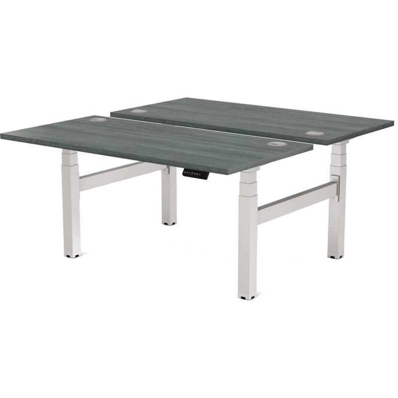 Fellowes Cambio Elektrisch Höhenverstellbar Sitz-Stehschreibtisch Rechteckig Eiche T-Fuß 1.699 (B) x 1.470 (T) x 1.305 (H) mm MFC (Melaminbeschichtete Spanplatte), PVC (Polyvinylchlorid), Stahl