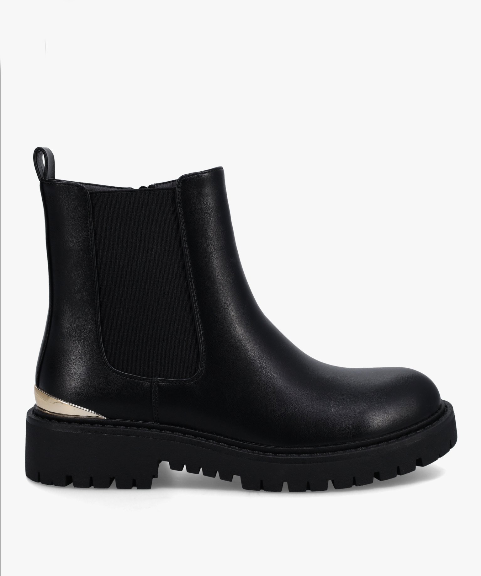 Boots femme style Chelsea crantées avec détail métallisé noir | GEMO