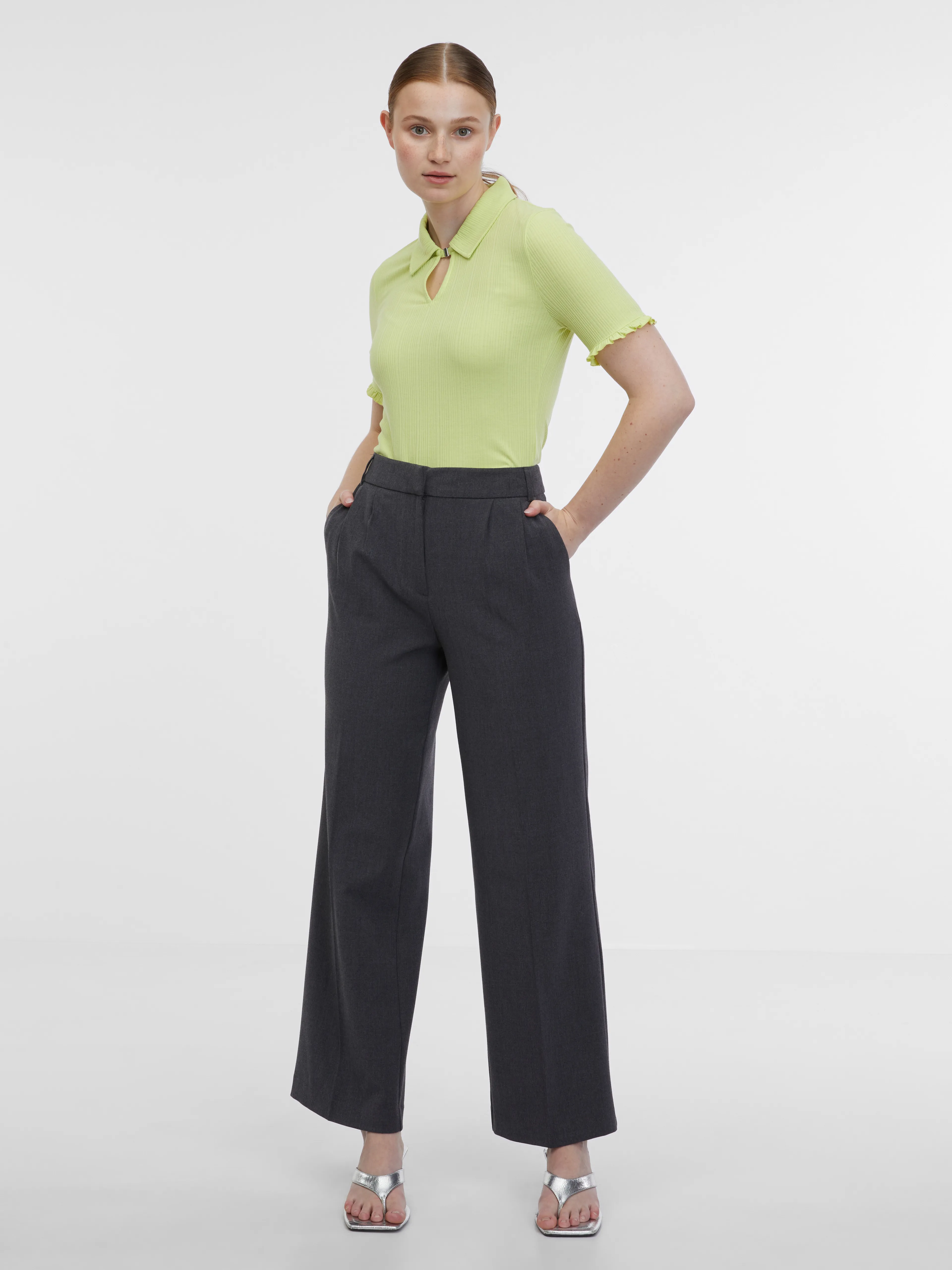 Gelbes gestreiftes Damen-Poloshirt ORSAY