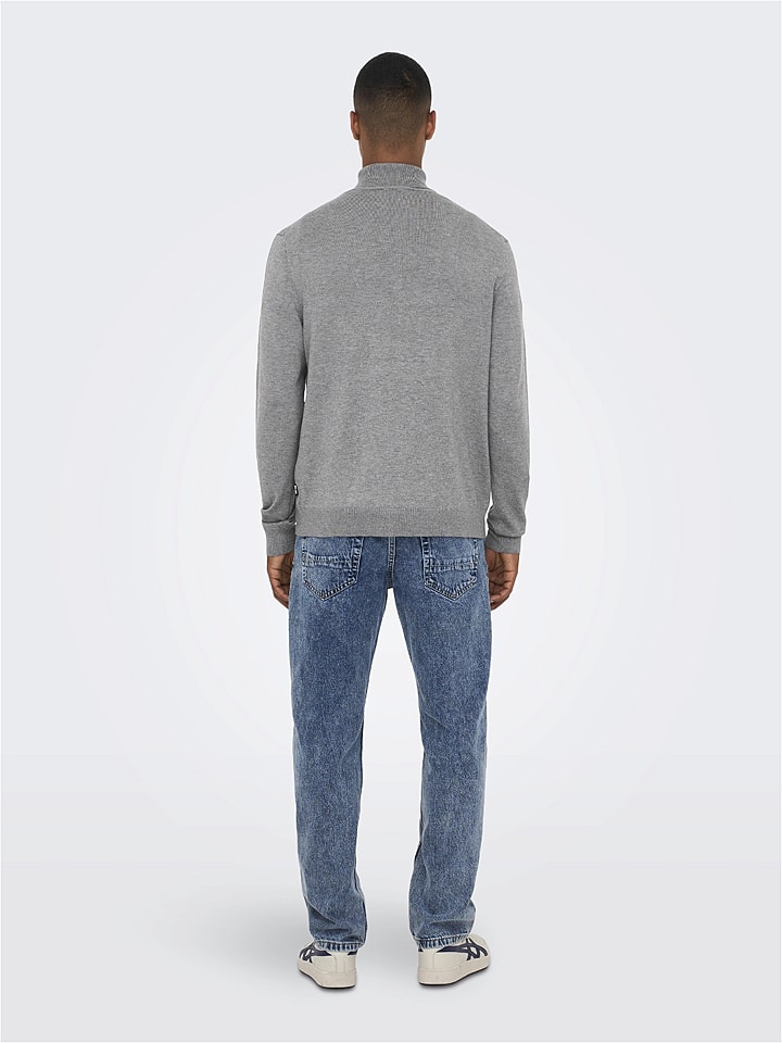 ONLY & SONS Rollkragenpullover in Hellgrau günstig kaufen