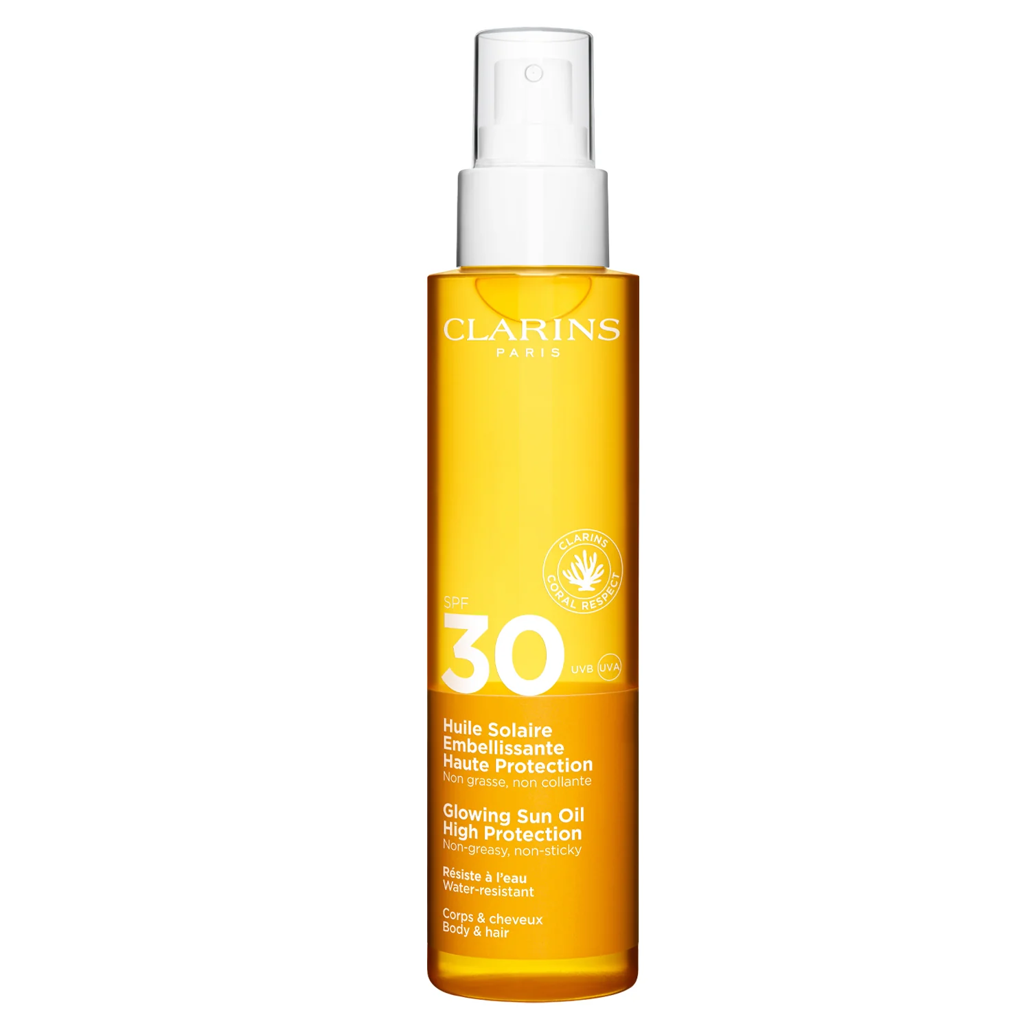 Sole Huile Solaire Embellissante Haute Protection SPF30 - Aceite corporal solar de alta protección, spray corporal solar de alta protección.