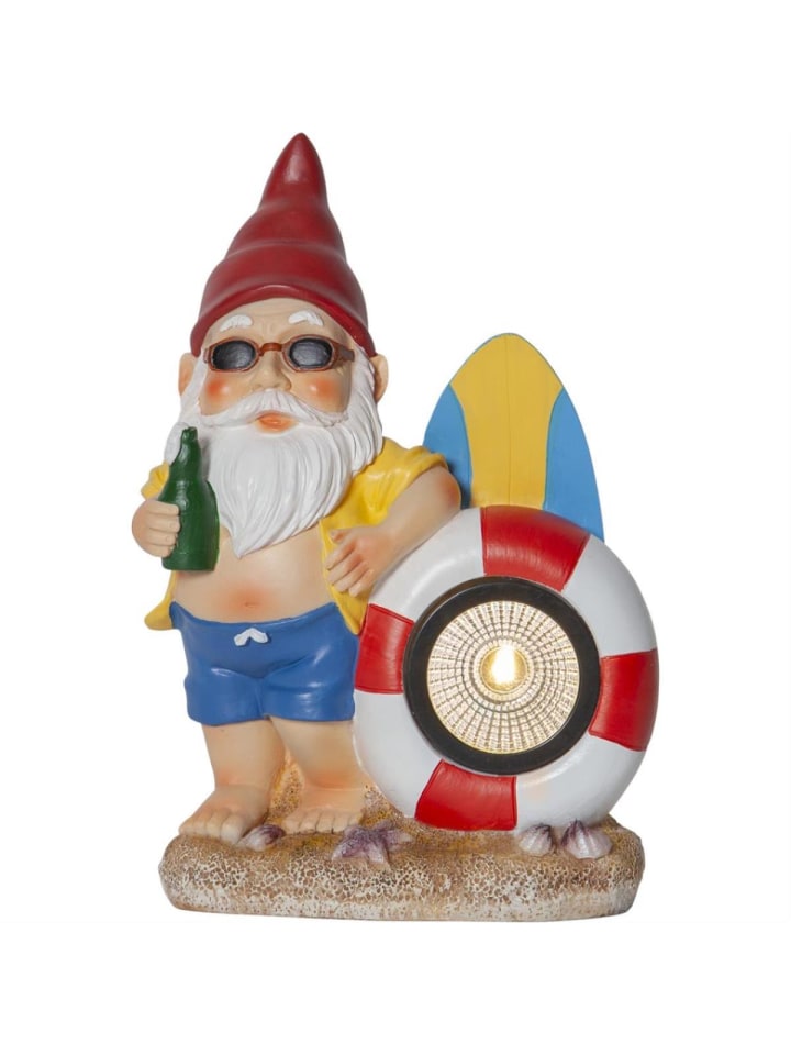 STAR Trading LED Solar Gartenzwerg mit Schwimmring Gartenfigur H: 23cm in bunt günstig kaufen onesize