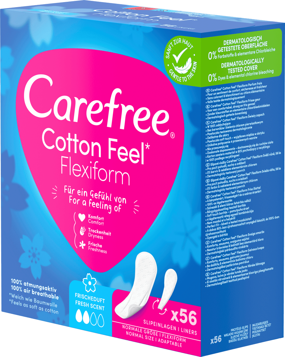 Slipeinlagen Cotton Feel Flexiform mit Frischeduft, 56 St