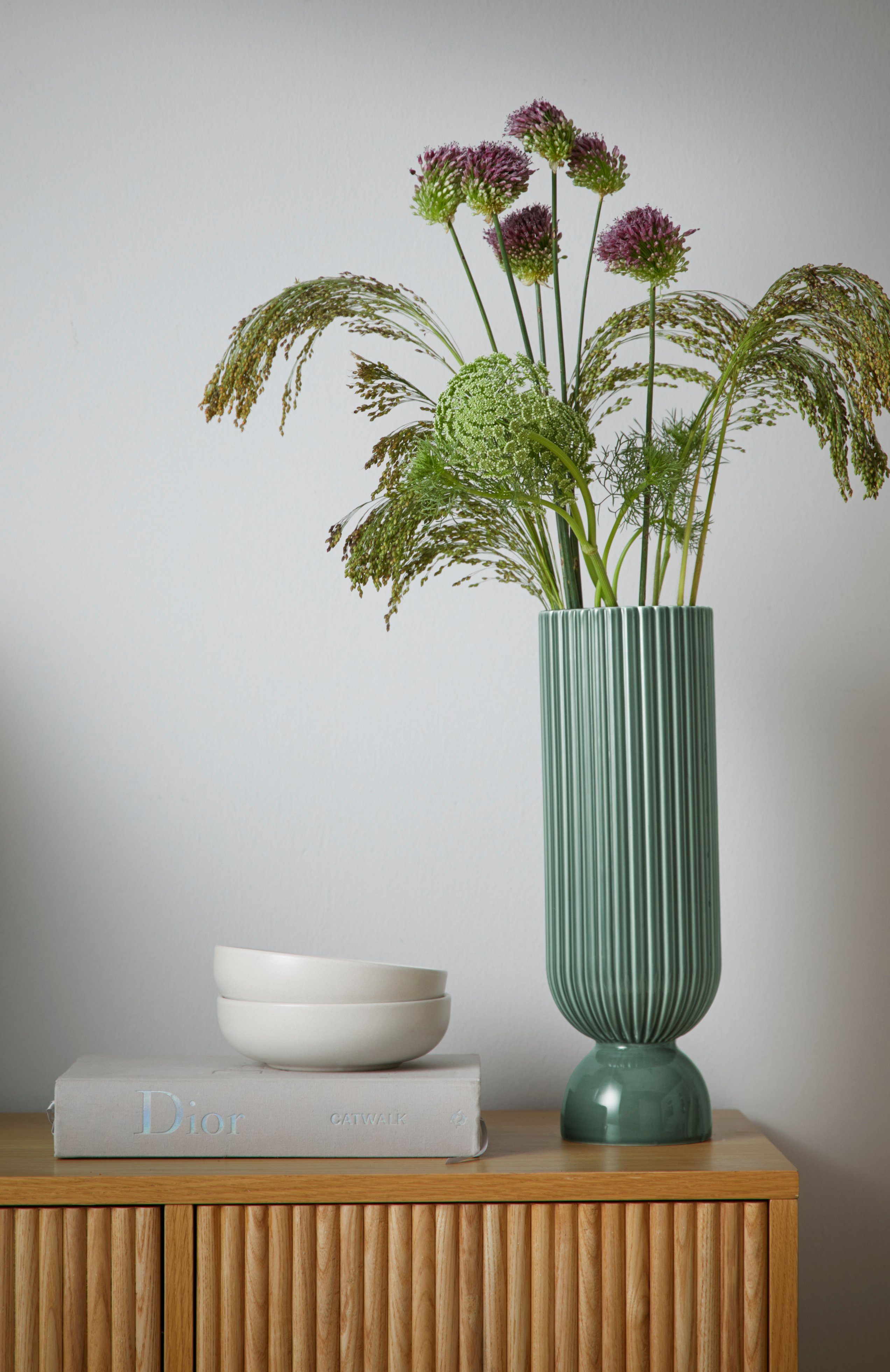 andas Dekovase Vase aus Steingut, Rillen-Optik (1 St), Höhe 37 cm