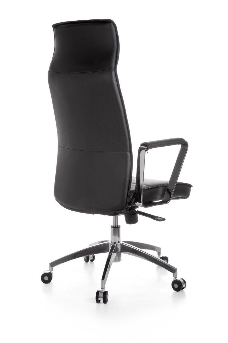 Amstyle Drehstuhl SPM1.137 (Echtleder Schwarz, Bürostuhl XXL 120 kg Modern), Schreibtischstuhl Drehbar, Chefsessel mit Armlehne