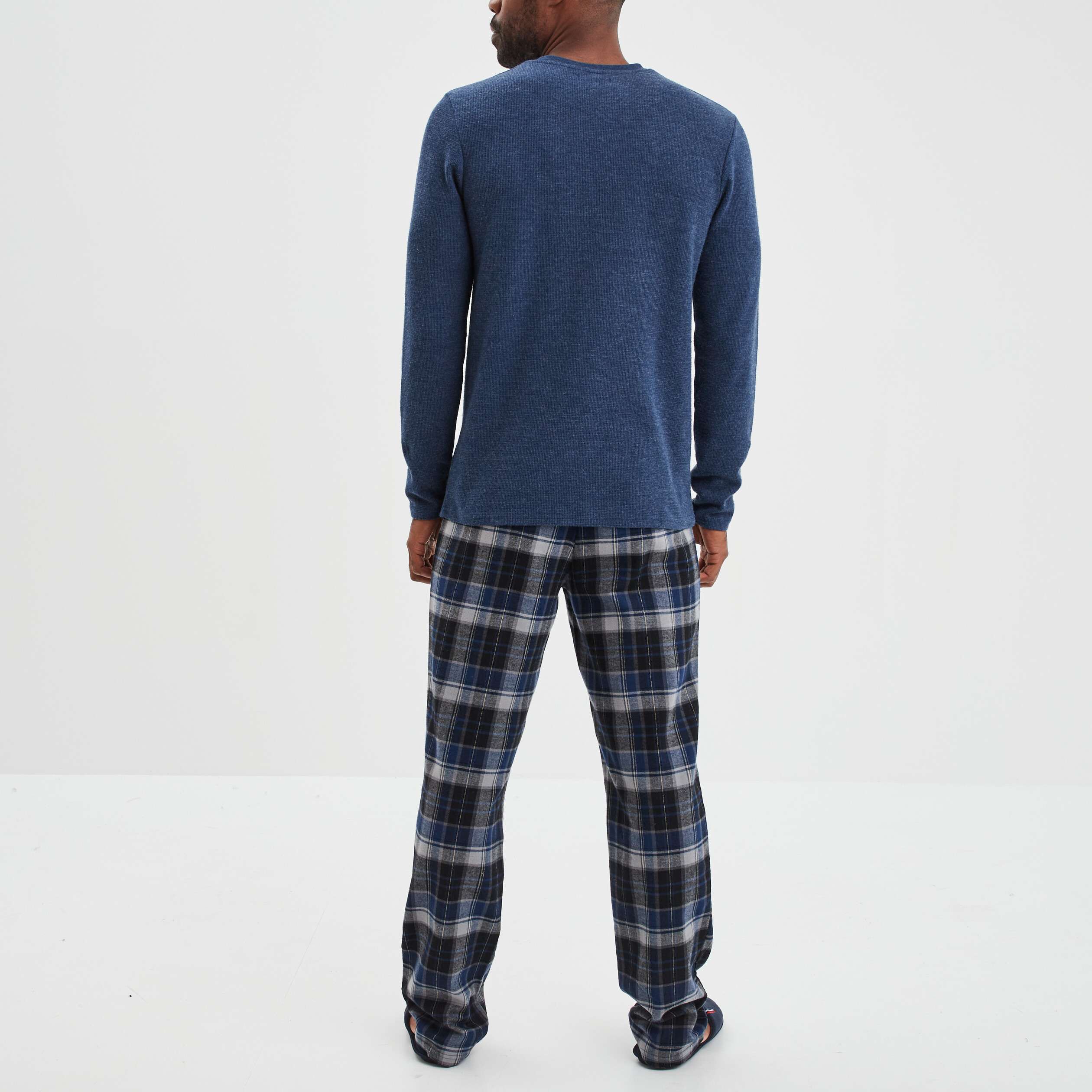 Ensemble pyjama pantalon 2 pièces bleu marine homme | La Halle