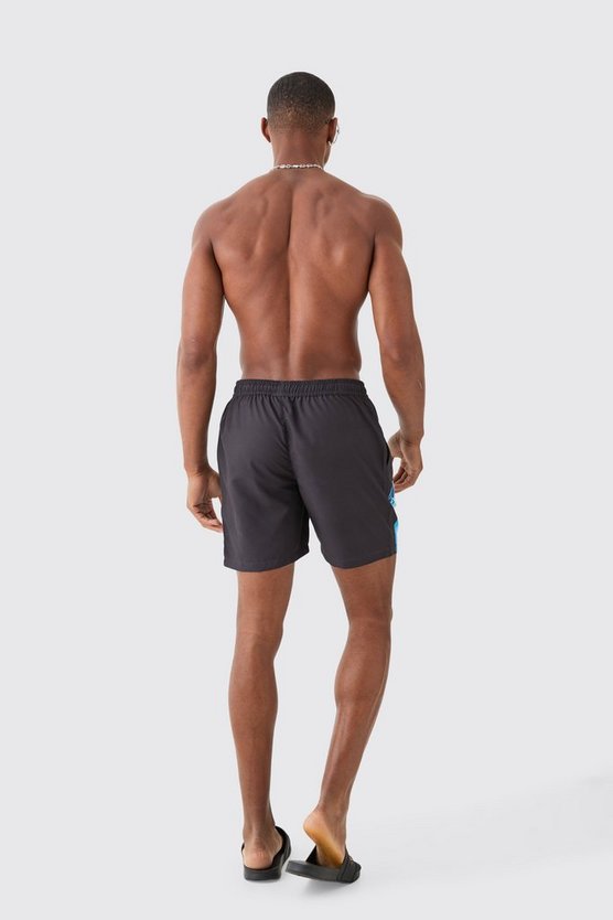 Mittellange Badehose mit Skelett-Print
