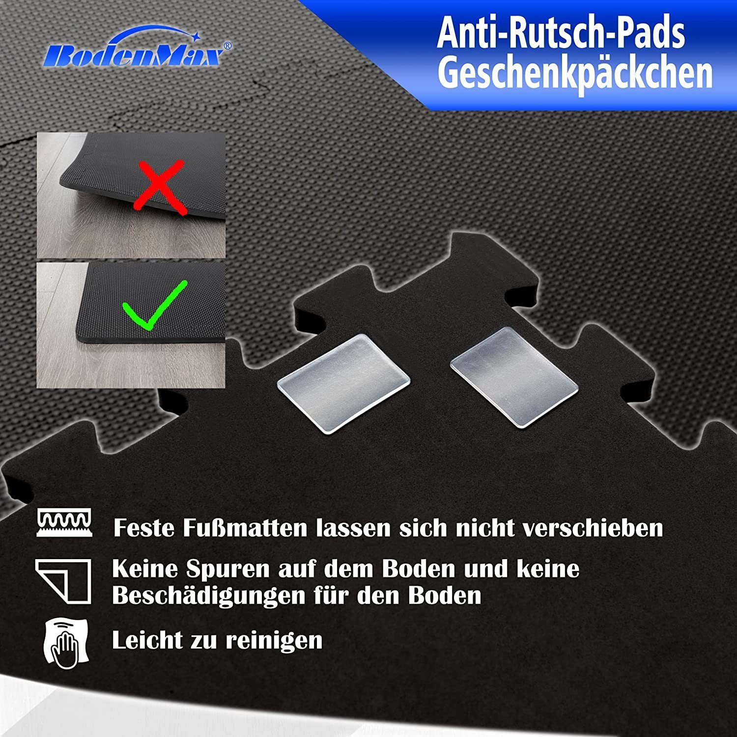 BodenMax Bodenturnmatte BodenMax Sportmatte, 58x58x2.5 cm, schwarz,blau und grau