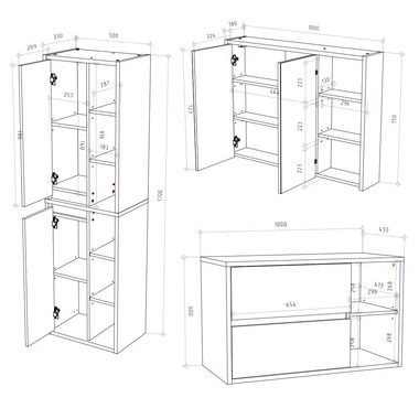 Vicco Badmöbel-Set Badezimmerset VIOLA Weiß / Anthrazit, (3-er Set, 3-St., 3-er Set)