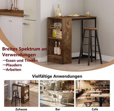 Woltu Bartisch (1-St), mit 3 Regalfächern, aus Holzwerkstoff 91x49x91 cm