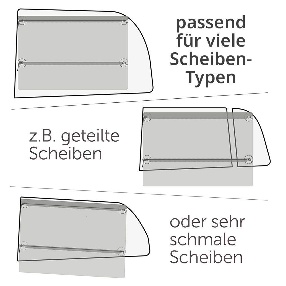 Sonnenschutz Slide & Shade - Dunkelgrau, Zamboo, 2 x Sonnenschutz für Auto Seitenscheibe mit Vorhangfunktion UV-Schutz