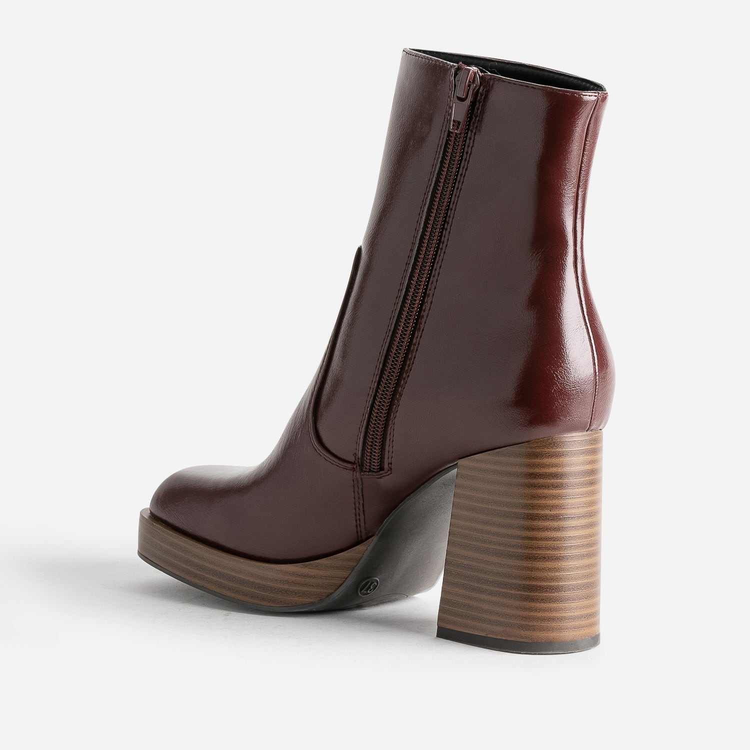 Boots bordeaux éco-conçu à plateforme et talon flare