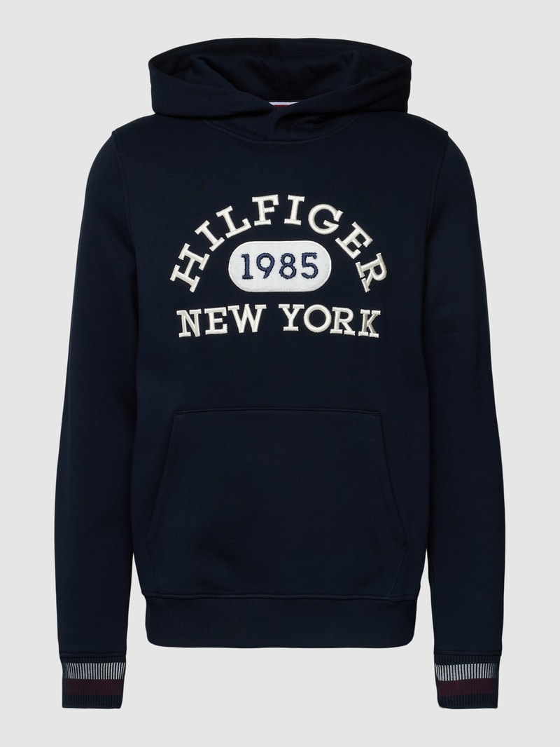 Hoodie mit Label-Stitching Modell 'MONOTYPE COLLEGIATE' in marineblau