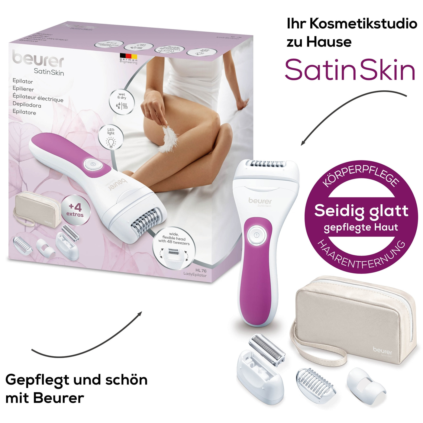 Beurer Epilierer HL 76-2-in-1 Gerät: Epilieren und Rasieren für seidenglatte Haut
