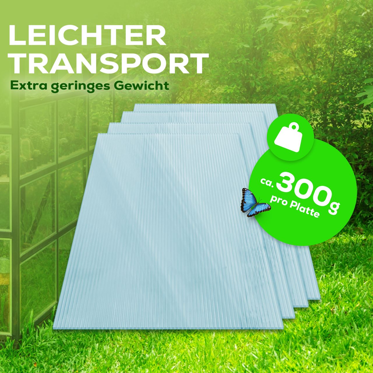 TroniTechnik GARMIO® 14x Hohlkammerstegplatten ACRI 4mm 10,25 m² Doppelstegplatte 121x60,5 cm
