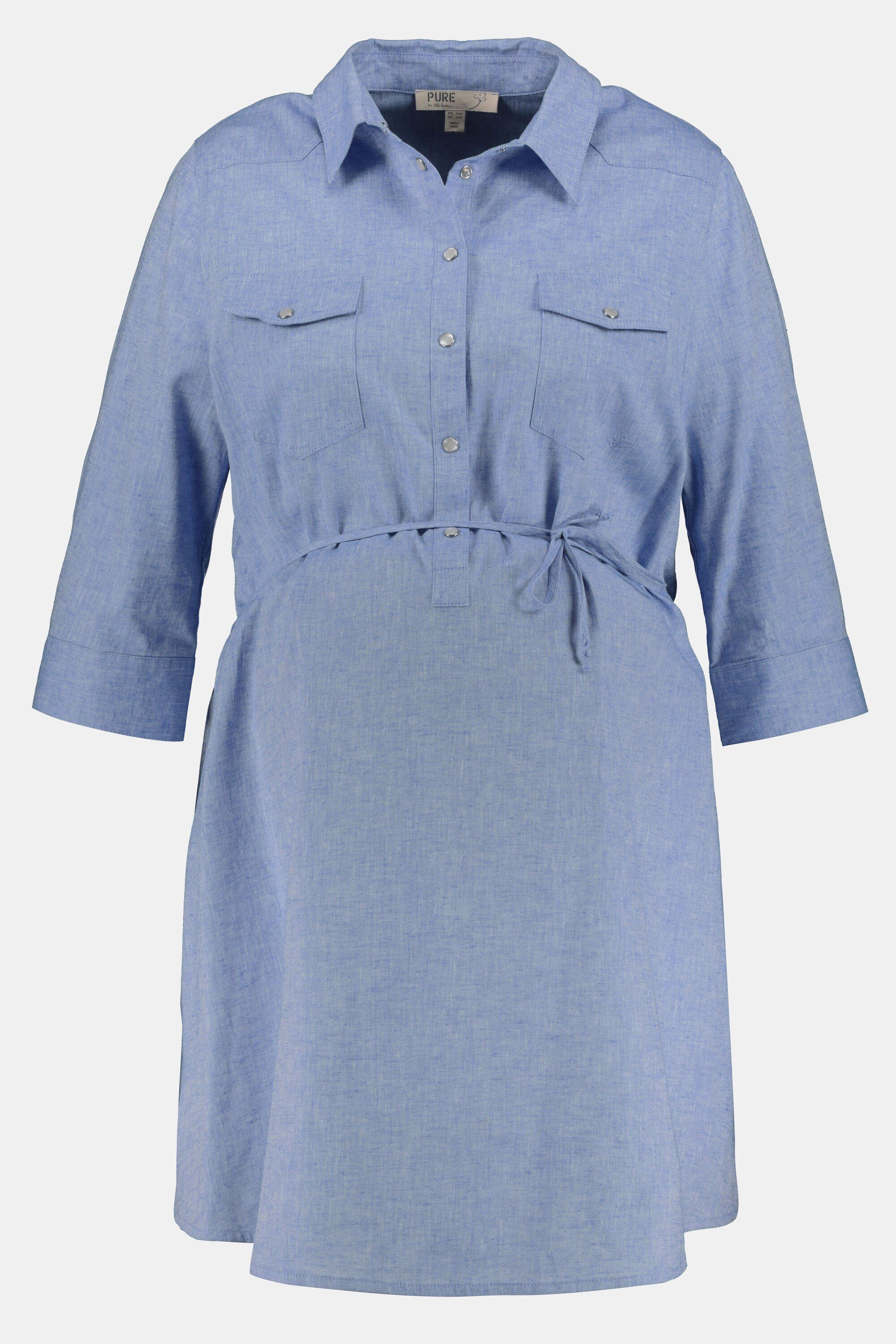 Ulla Popken Umstandsbluse Bellieva-Bluse extra lang Druckknöpfe 3/4-Ärmel