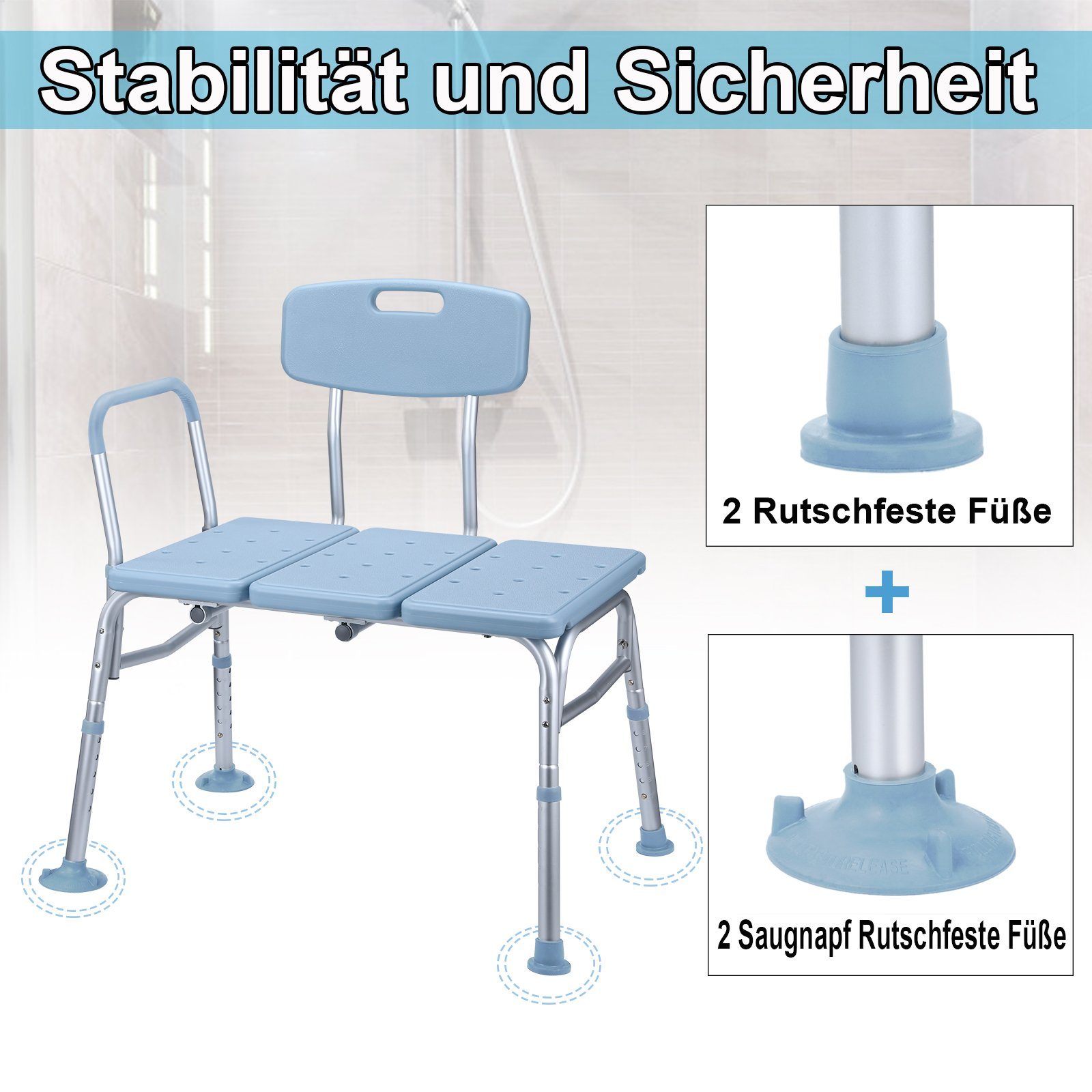 AUFUN Badewannensitz mit Abnehmbarer, belastbar bis 150 kg, für Badewanne