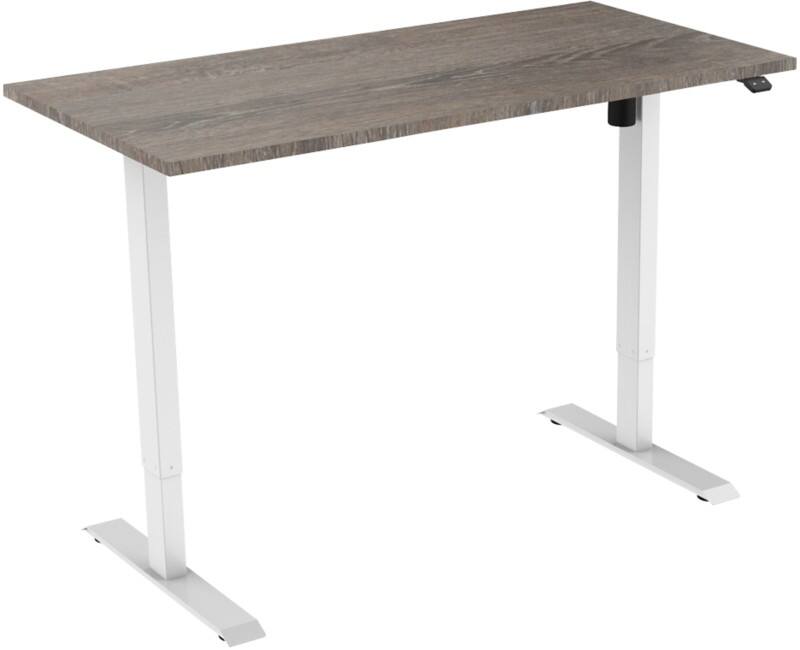 euroseats Logan Rechteckig Elektrisch Höhenverstellbar Sitz-Stehschreibtisch Eiche Silber Weiß 1.600 x 800 x 750 - 1.235 mm