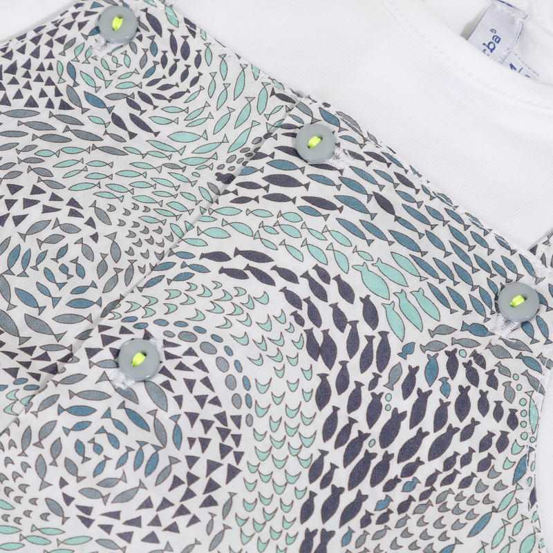 Ensemble salopette imprimé de poissons naissance Absorba