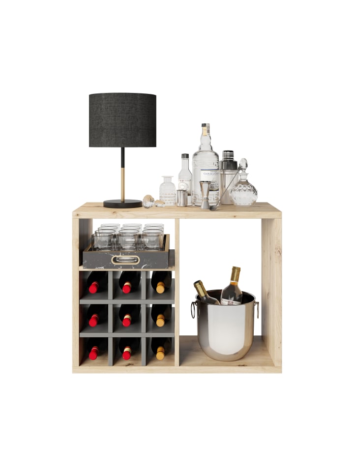 Phoenix Group AG  Fortuna - SET, Beistelltisch mit 3 Fächern inkl. Bareinsatz, artisan eiche, B/H/T: 75,1x57,9x34cm günstig kaufen onesize