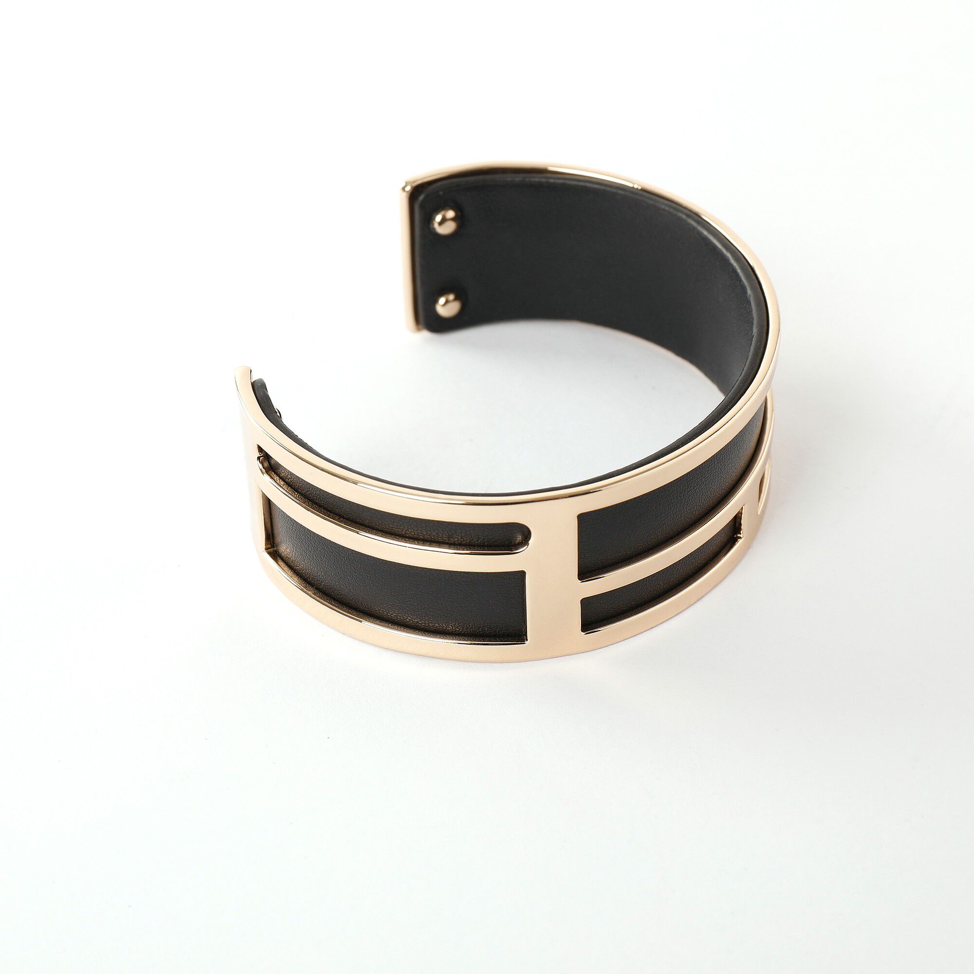 Bracelet manchette dorée, empiècement synthétique