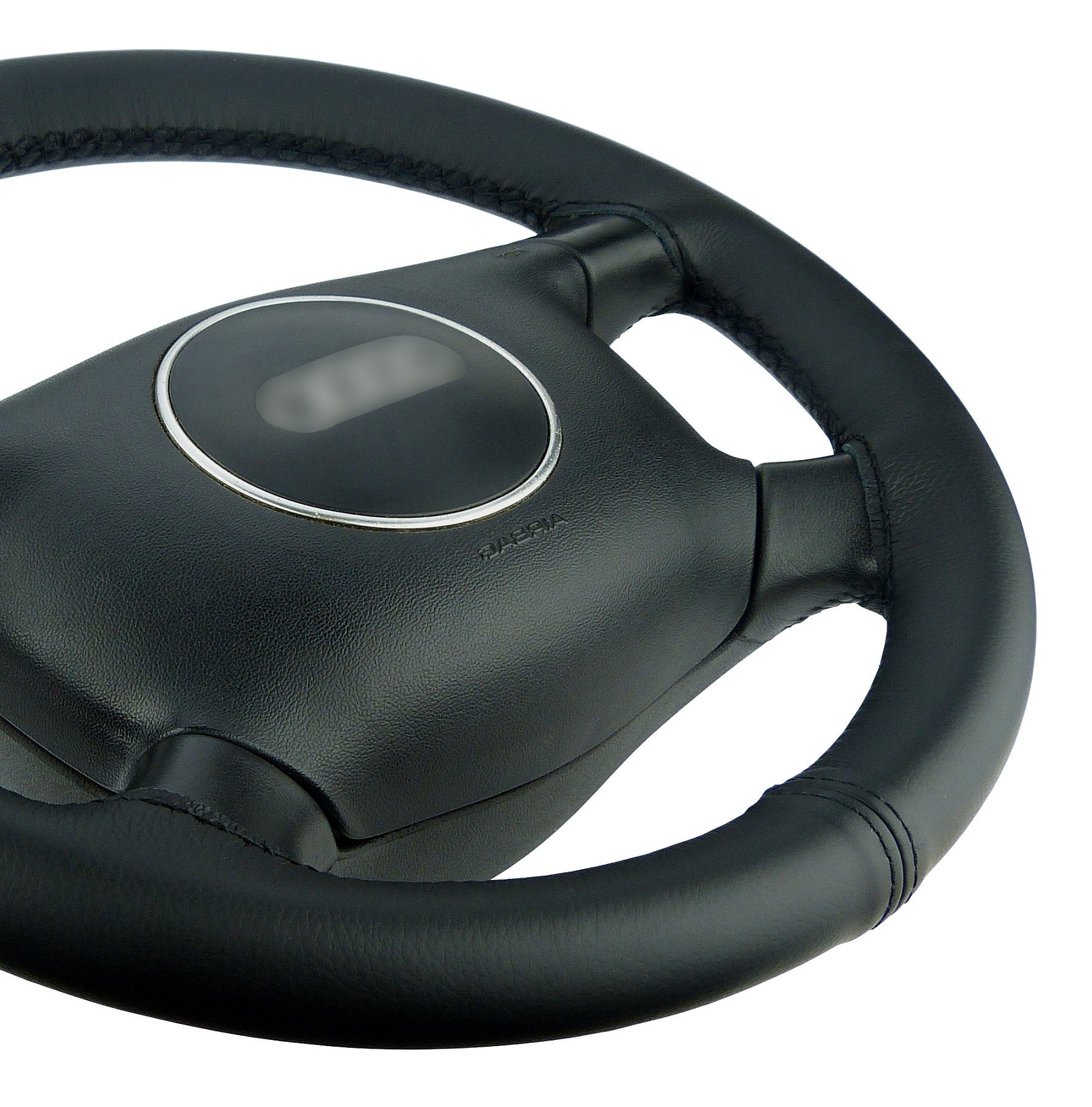 LECO Lenkradbezug Lenkradhülle Auto schwarz mit bunter Naht für viele Modelle von VW, Echtleder