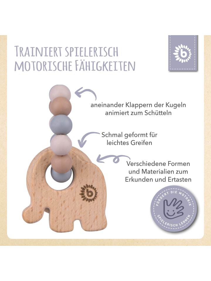 Bieco Spielwaren Greifling Holz Natur mit Silikon Elefant - ab Geburt in Beige günstig kaufen onesize