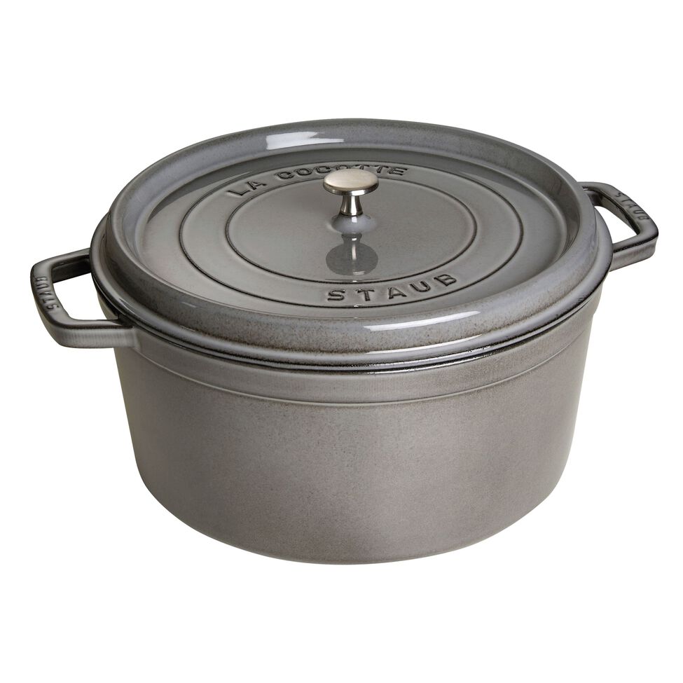 Cocotte 34 cm, rund, Graphit-Grau, Gusseisen