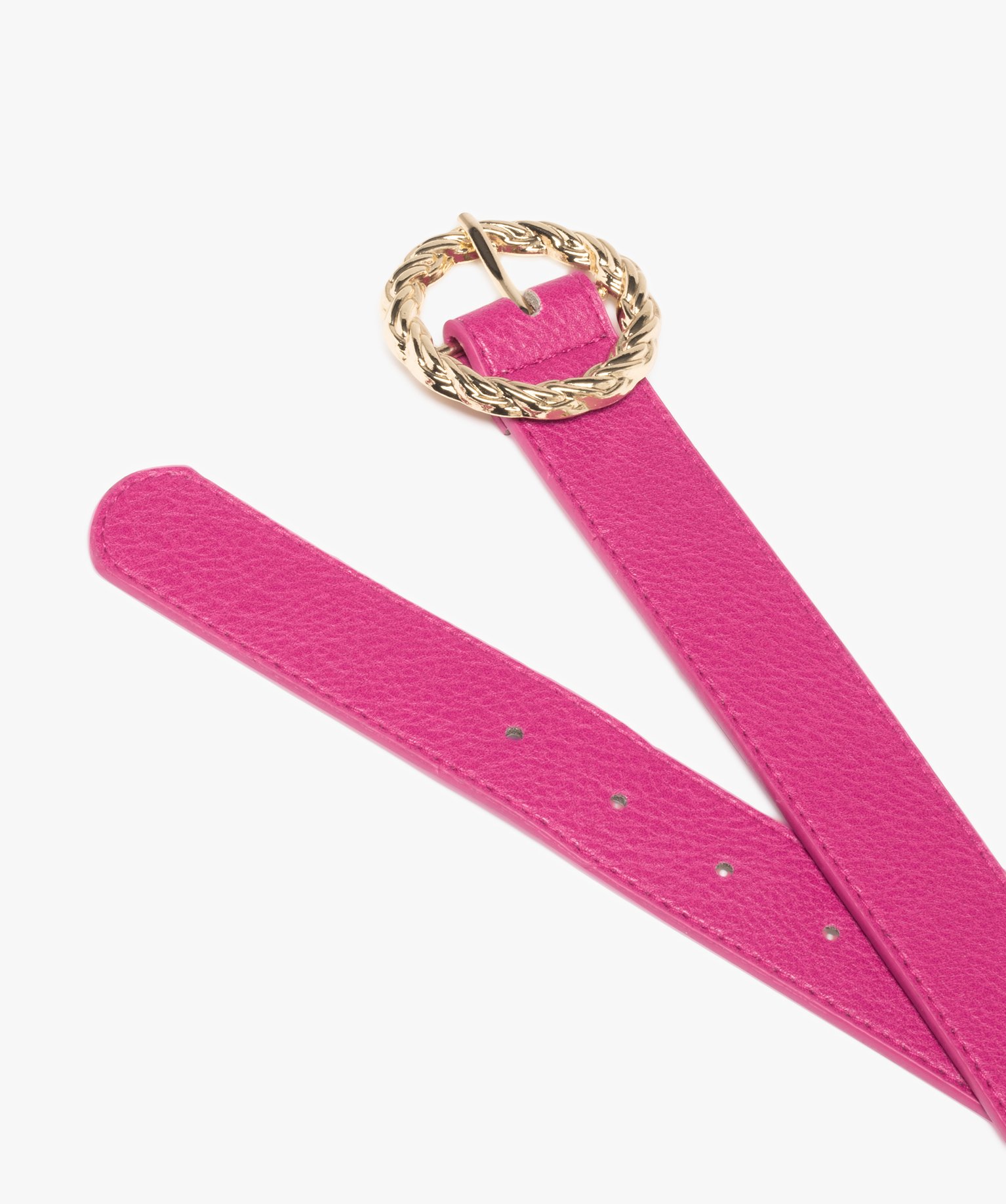 Ceinture en matière grainée avec boucle ronde femme rose | GEMO