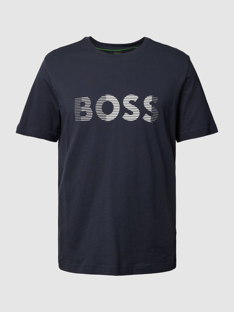 T-Shirt mit Label-Print in dunkelblau