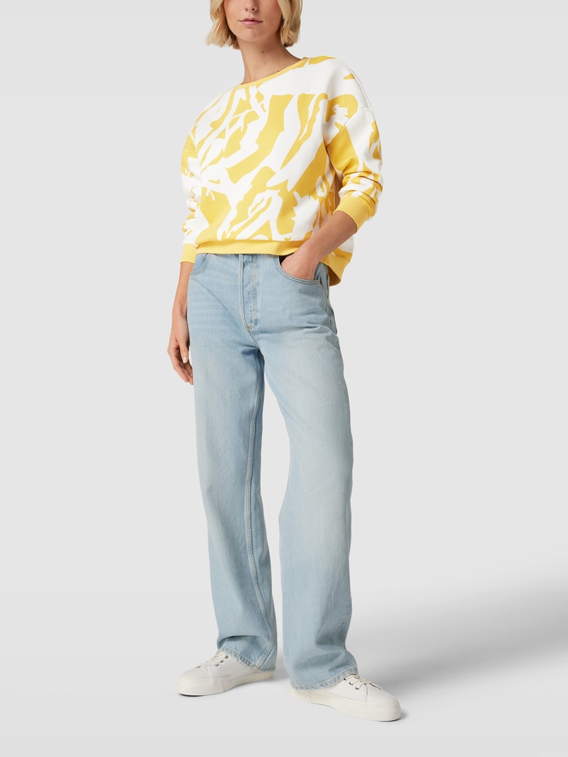 Sweatshirt mit Allover-Muster Modell 'Bo' in gelb