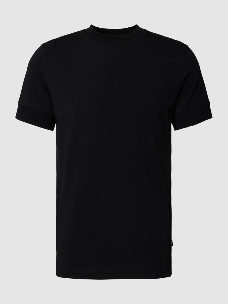 T-Shirt mit Label-Detail Modell 'Cedric' in schwarz