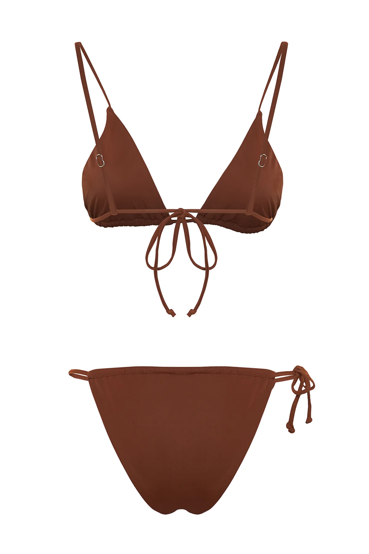 Trendyol Collection  Braunes Triangel-Tunnel-Bikini-Set mit hohem Beinausschnitt TBESS24BT00079