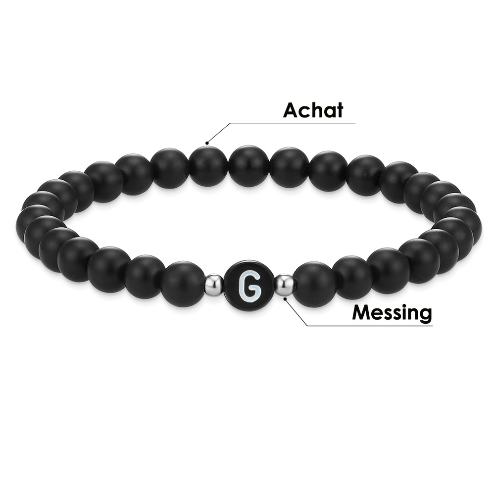 EASTSIDE Bracelet en pierres précieuses Lettres Agate en Noir Bracelet