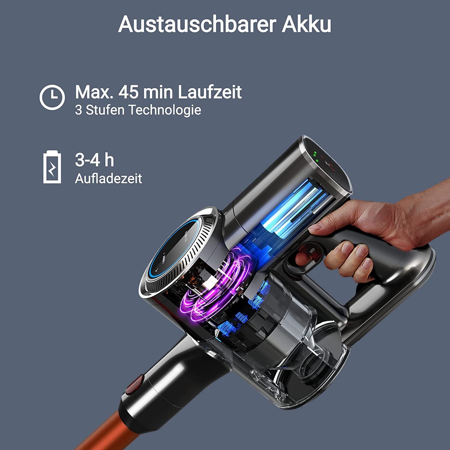 KLAMER Akku-Hand-und Stielstaubsauger KLAMER Akku-Staubsauger, 420 Watt Kabelloser, Flexibler Handstaubsaug…