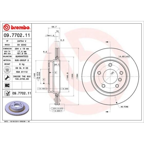 09.7702.11 BREMSSCHEIBE BREMBO HA  VP2 - ATU