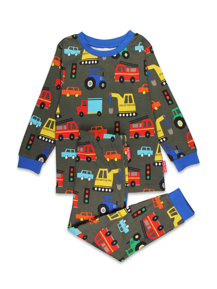 Toby Tiger Schlafanzug mit Fahrzeug Print in grau günstig kaufen