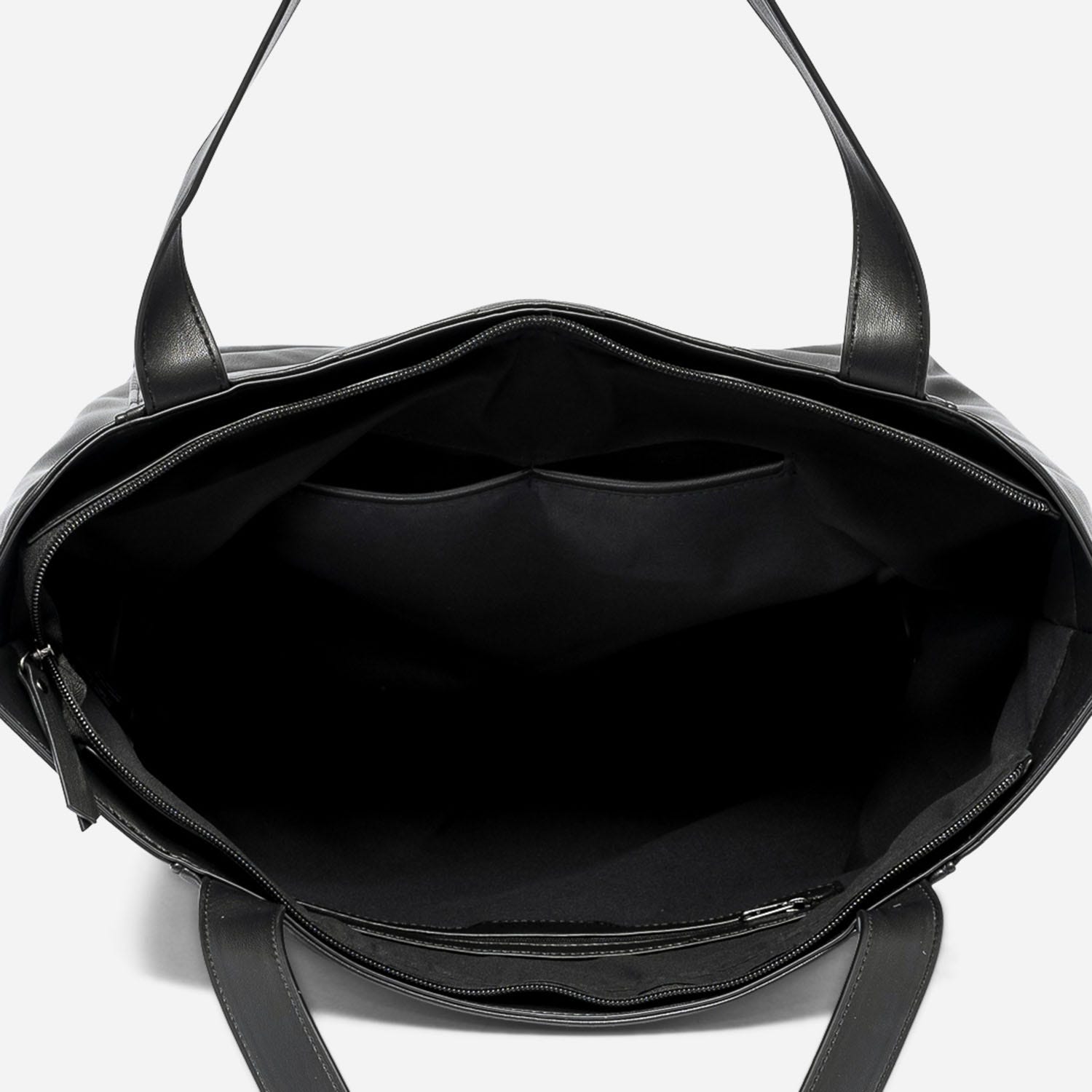 Sac cabas TEXTO noir matelassé chevrons