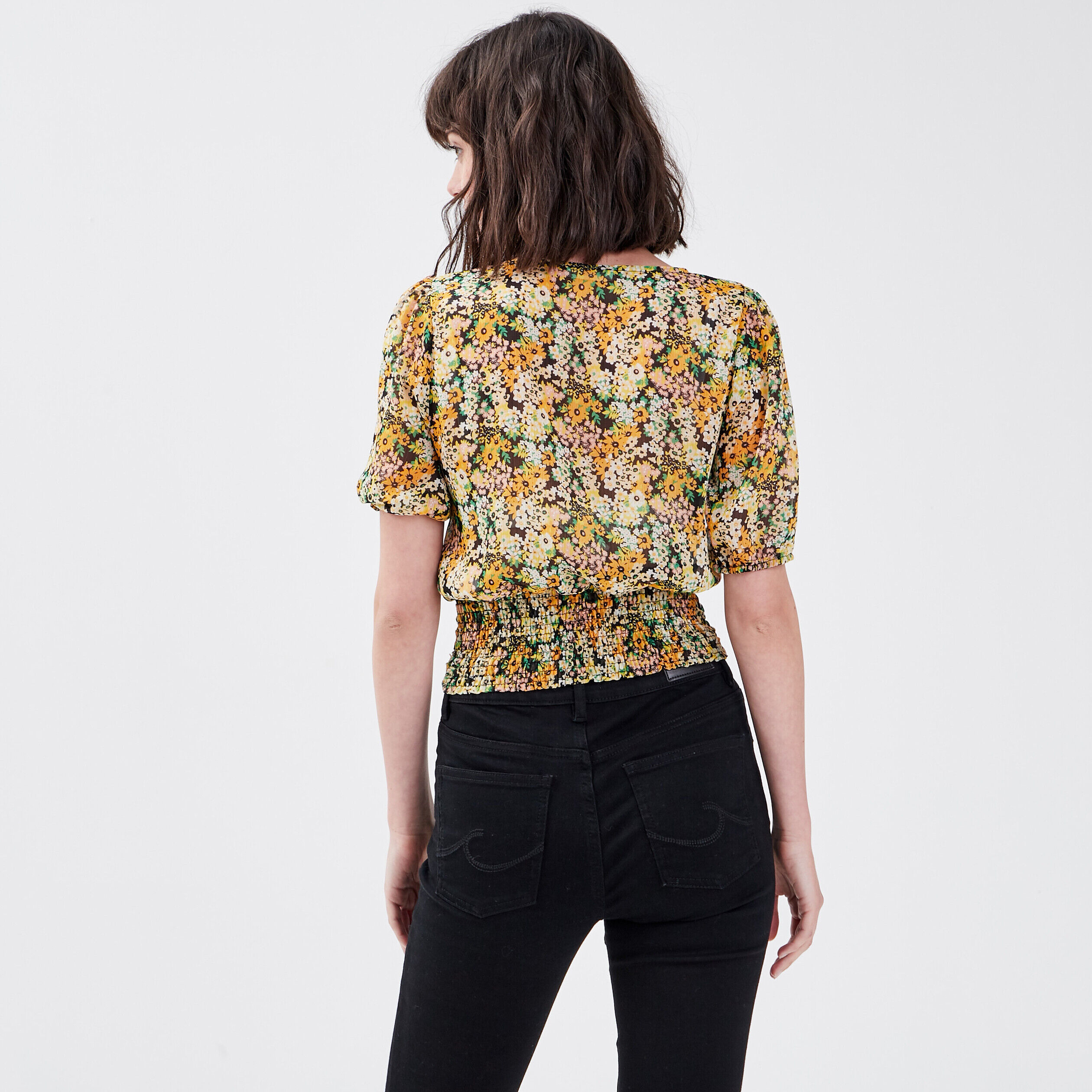 Blouse manches 3/4 noir femme | Cache Cache