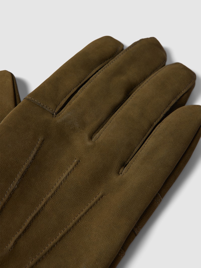 Lederhandschuhe mit verstellbarem Riegel Modell 'THIN' in olivgrün
