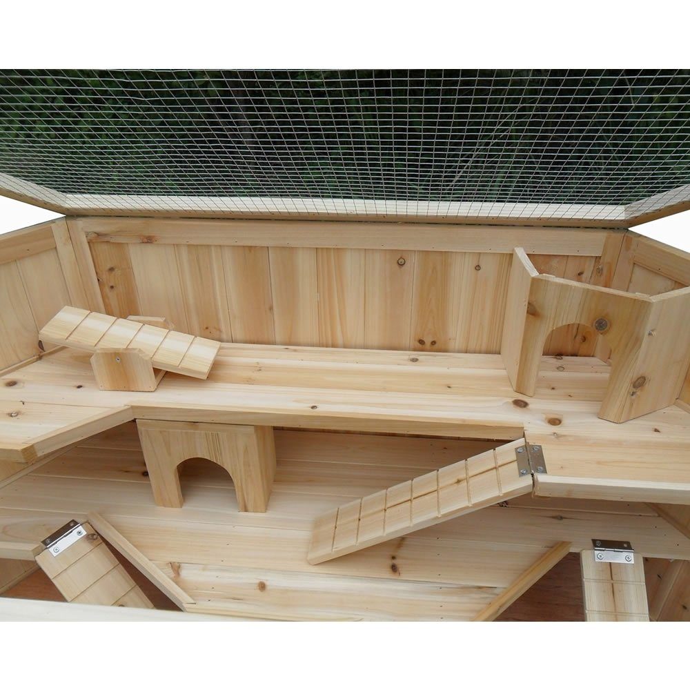 Mucola Kleintierstall Kleintierkäfig Hamsterkäfig Nagerkäfig Holz Stall Nagerstall Käfig Kleintier Meerschweinchen, Naturbelassen