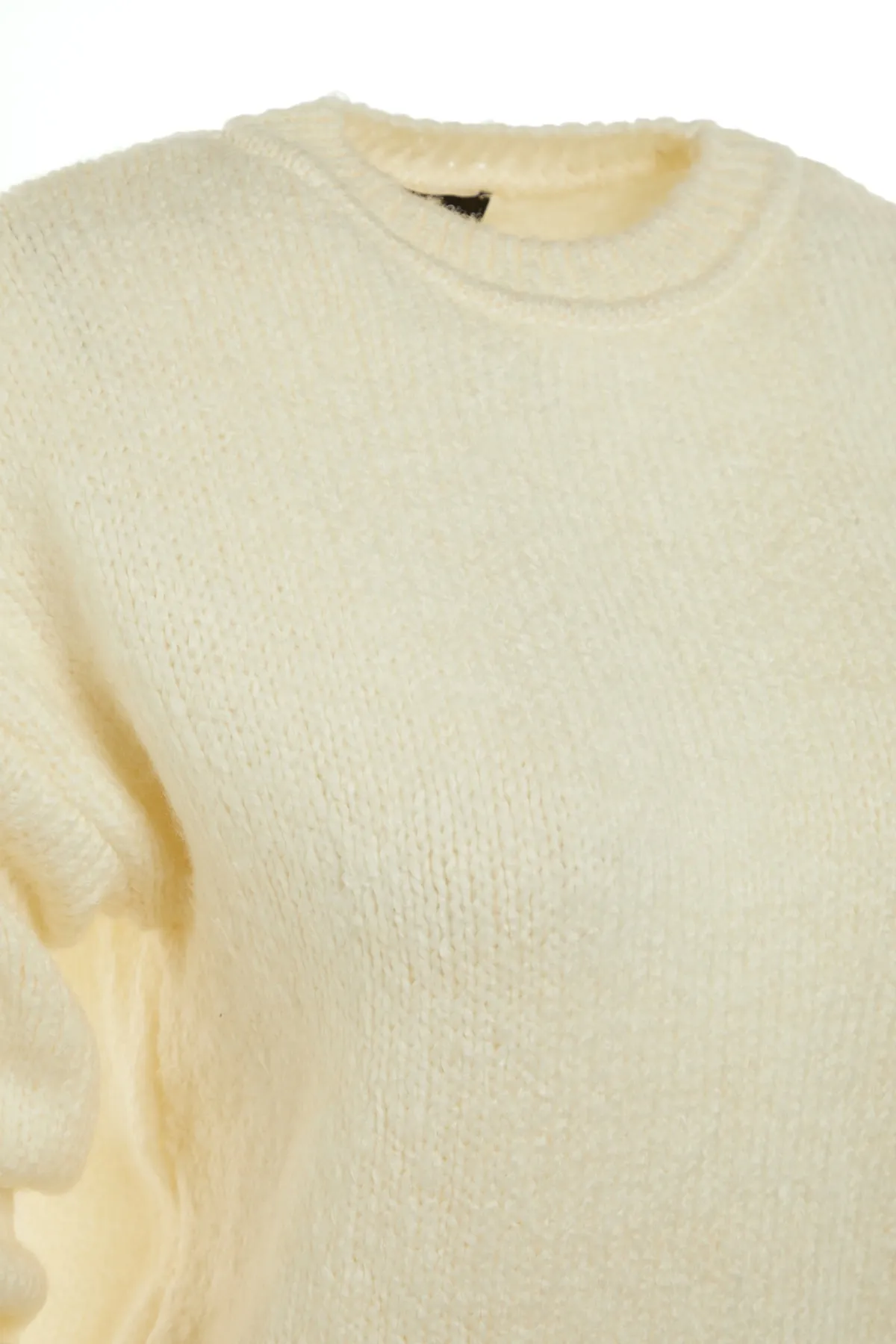 Trendyol Collection  Ecrufarbener, weich strukturierter Basic-Strickpullover mit weiter Passform TWOAW23KZ00185