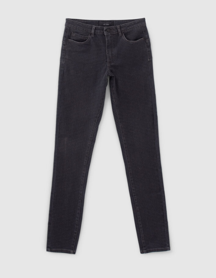 Jean slim gris à motif pied-de-poule Femme