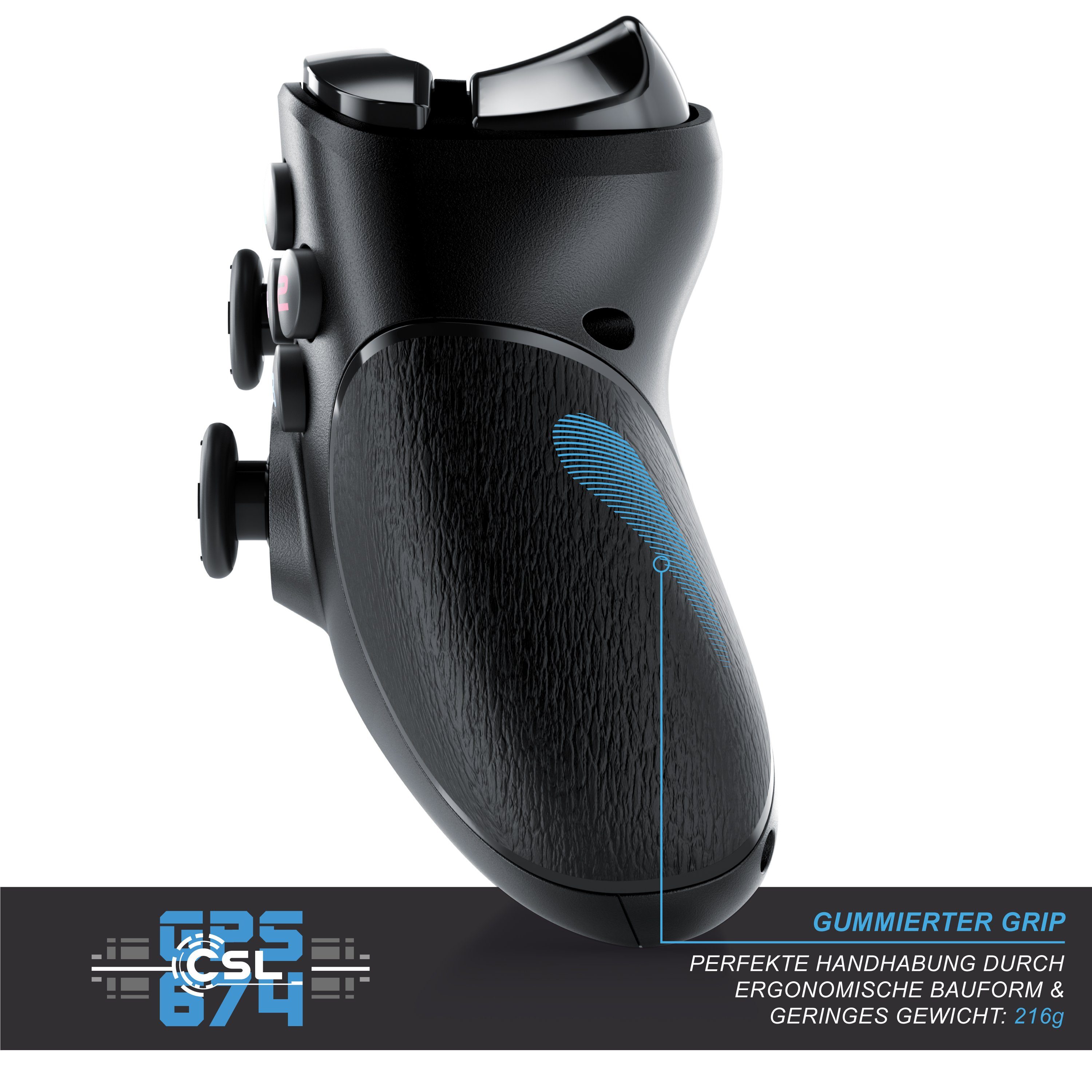 CSL Gaming-Controller (1 St., Wireless Gamepad für PC & PS3 im Xbox-Design, kabellos, 2,4 Ghz Dongle)