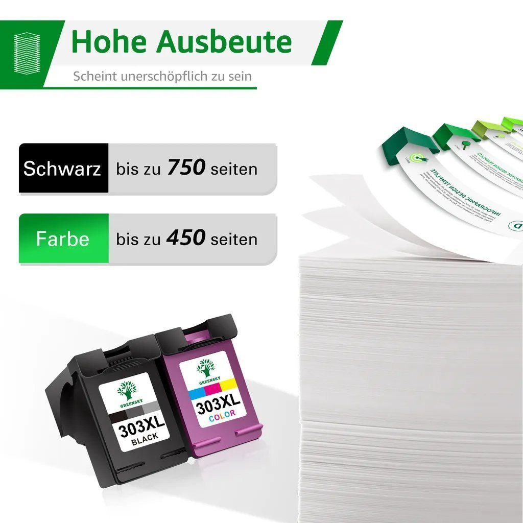 Greensky 303XL Kompatibel für HP 303 XL mit Tango Envy Tintenpatrone (hp envy photo 6230 6220 7830 7134 7130 6232 patronen)