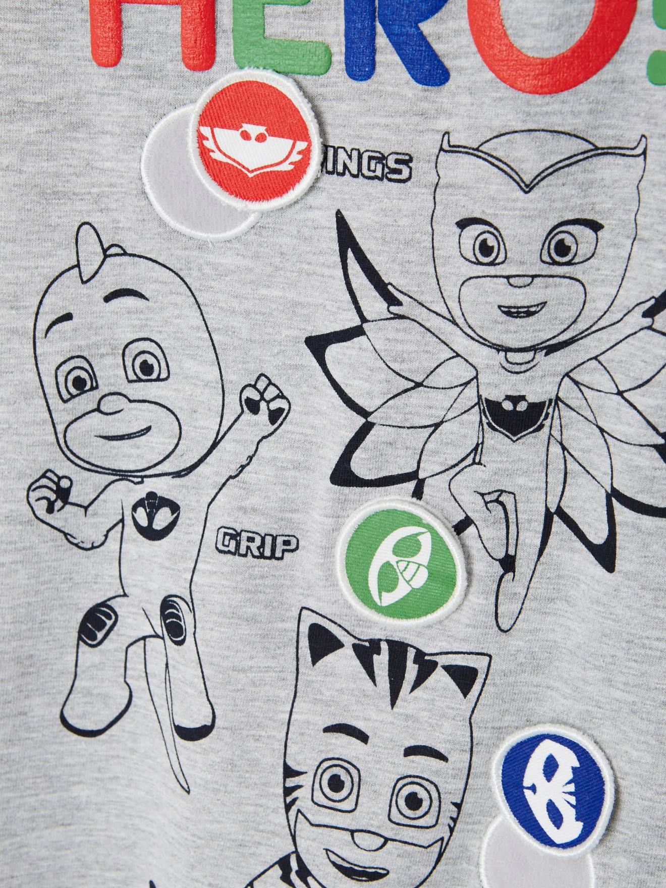 T-shirt Pyjamasques® avec badges amovibles gris chine